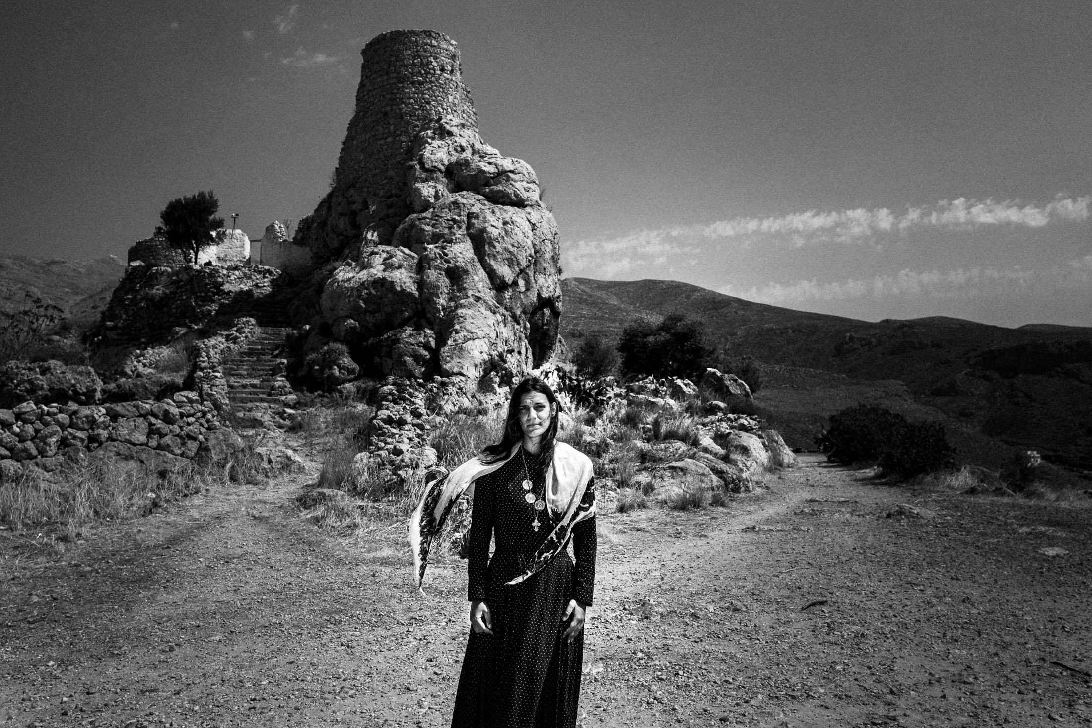 A woman wearing the local costume of Kalymnos island in Greece.
