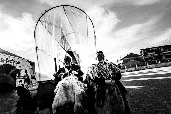 Two boys as bell-bearers during Babiden in Petroussa, Drama