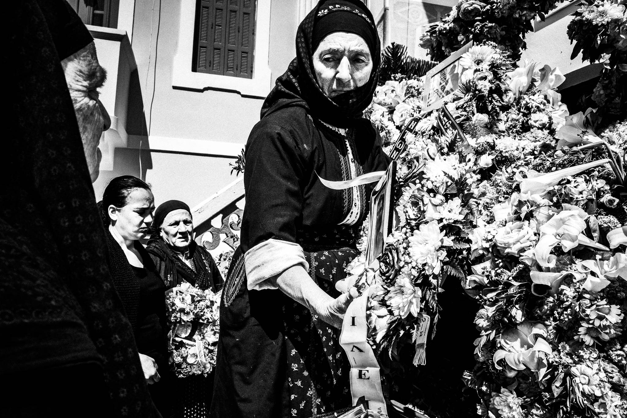 Black-and-white photograph from Byzantine Easter of Olympos, Olympos, Karpathos.