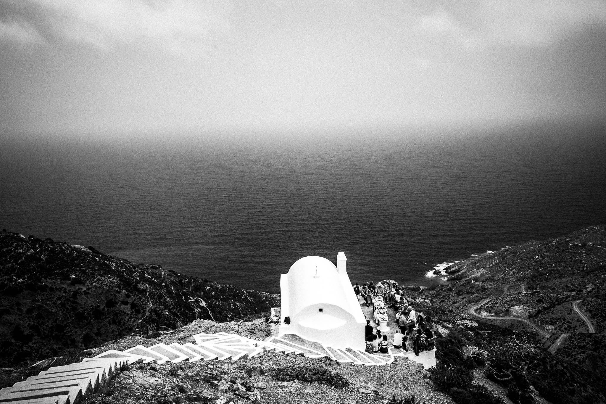 Black-and-white photograph from Transfiguration of the Saviour in Olympos, Olympos, Karpathos.