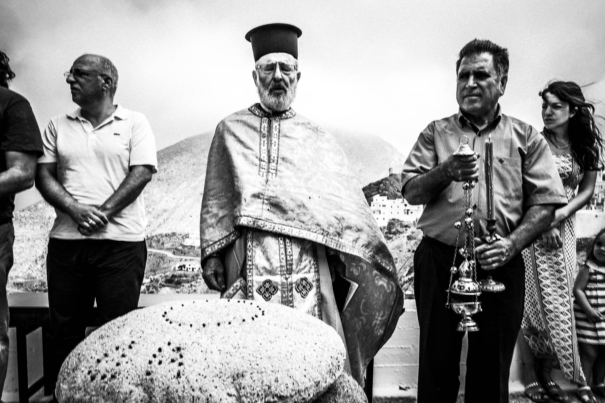 Black-and-white photograph from Transfiguration of the Saviour in Olympos, Olympos, Karpathos.