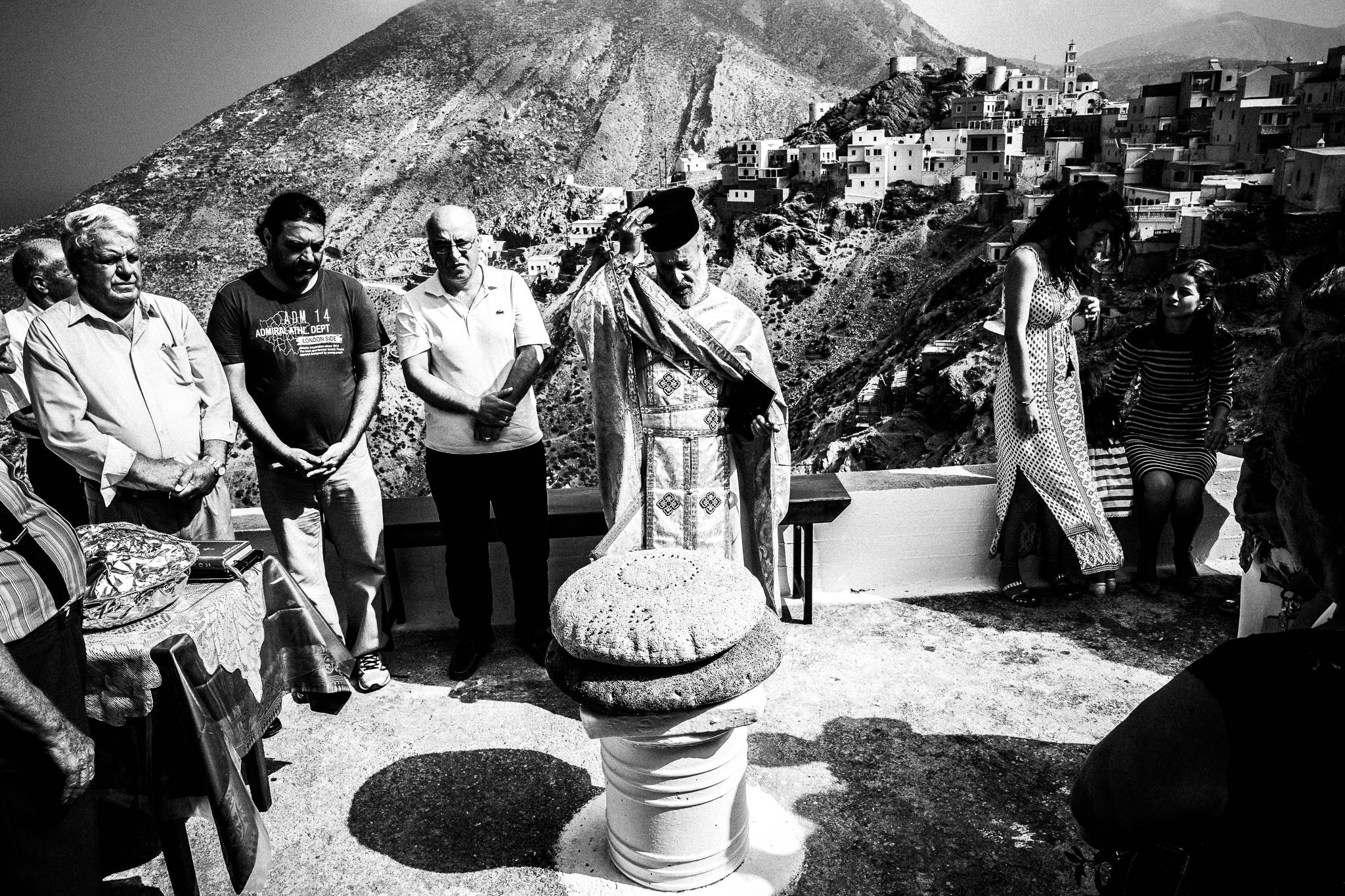 Black-and-white photograph from Transfiguration of the Saviour in Olympos, Olympos, Karpathos.