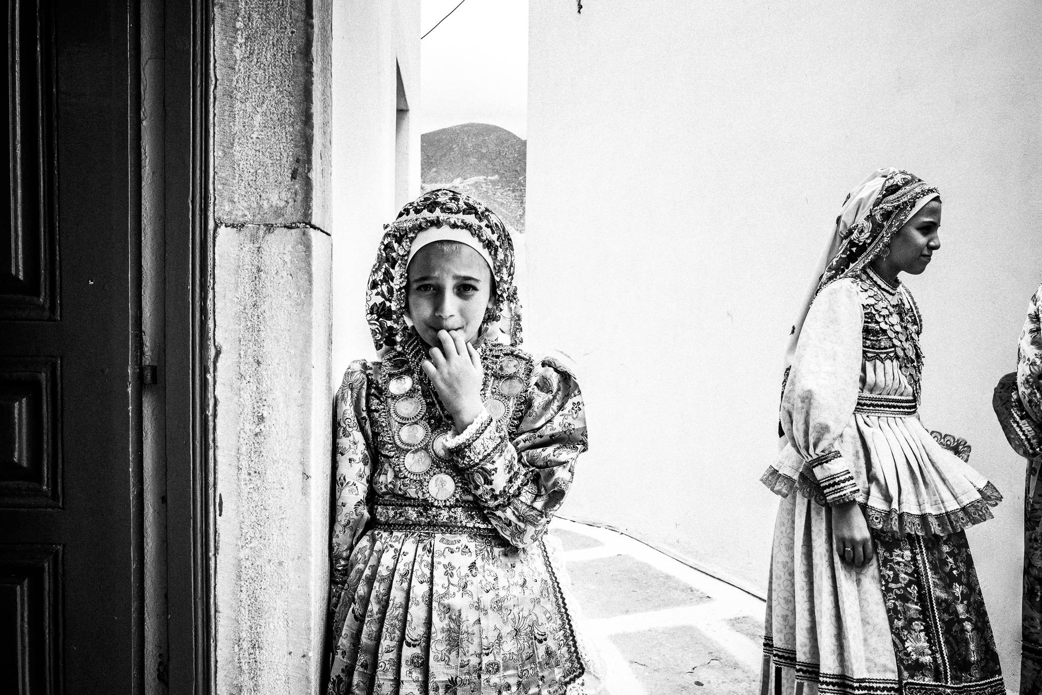 Black-and-white photograph from Dormition of the Virgin in Olympos, Olympos, Karpathos.