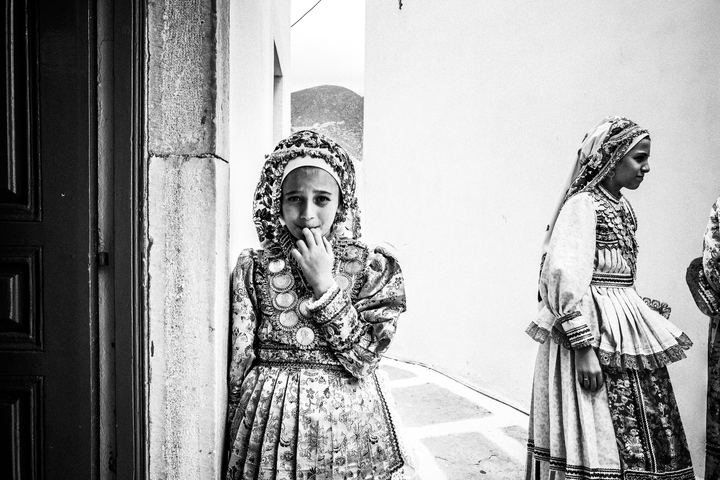 Black-and-white photograph from Dormition of the Virgin in Olympos, Olympos, Karpathos.