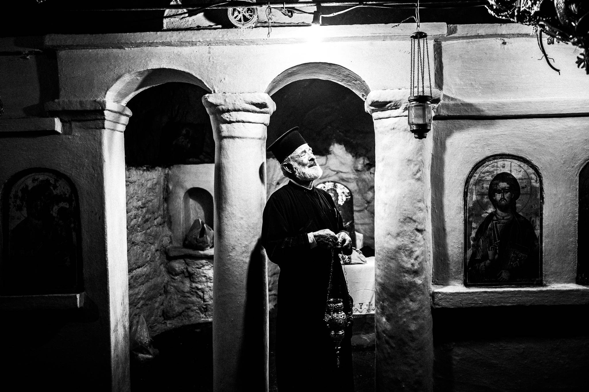 Black-and-white photograph from Feast of Saint John at Vrykous, Vrykous, Karpathos.