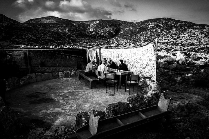Black-and-white photograph from Feast of Saint Zacharias on Saria, Argos, Saria, Karpathos.