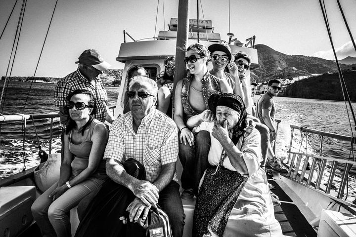 Black-and-white photograph from Feast of Saint Zacharias on Saria, Argos, Saria, Karpathos.