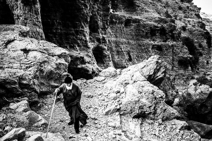 Black-and-white photograph from Feast of Saint Zacharias on Saria, Argos, Saria, Karpathos.