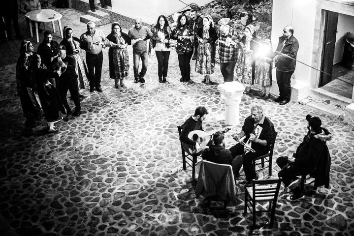 Black-and-white photograph from Feast of the Archangel Michael at Tristomo, Tristomo, Karpathos.