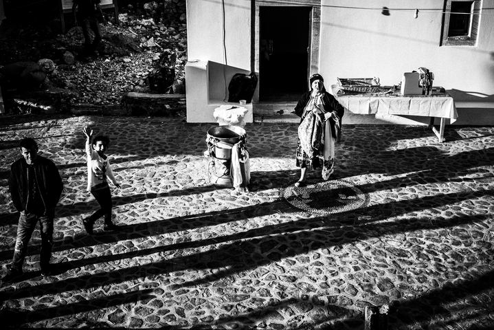 Black-and-white photograph from Feast of the Archangel Michael at Tristomo, Tristomo, Karpathos.