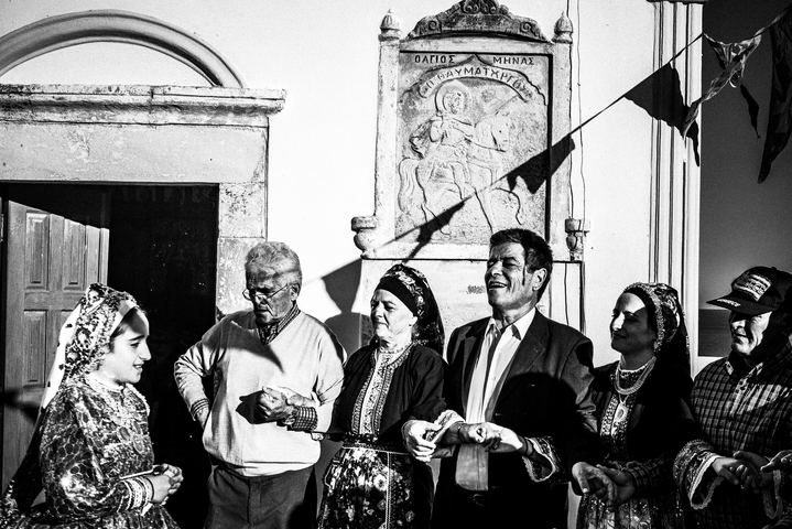 Black-and-white photograph from Feast of Saint Minas in North Karpathos, Agios Minas, Karpathos.