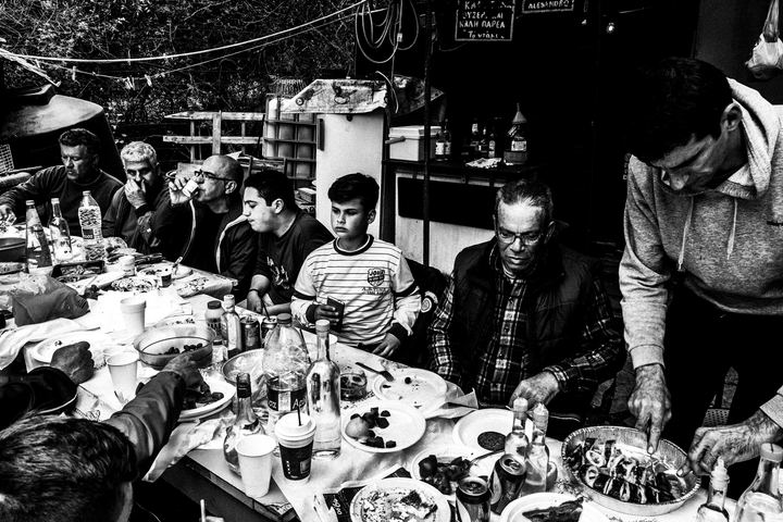 Black-and-white photograph from Rocket War of Vrontados, Vrontados, Chios.