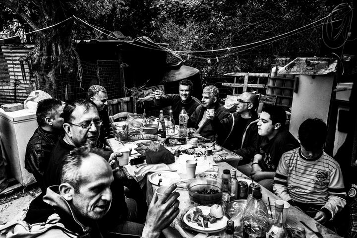 Black-and-white photograph from Rocket War of Vrontados, Vrontados, Chios.