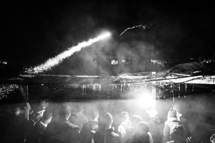 Black-and-white photograph from Rocket War of Vrontados, Vrontados, Chios.