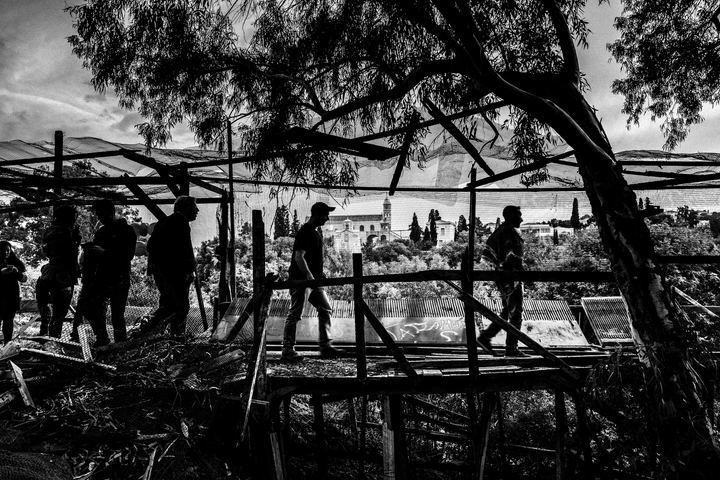 Black-and-white photograph from Rocket War of Vrontados, Vrontados, Chios.