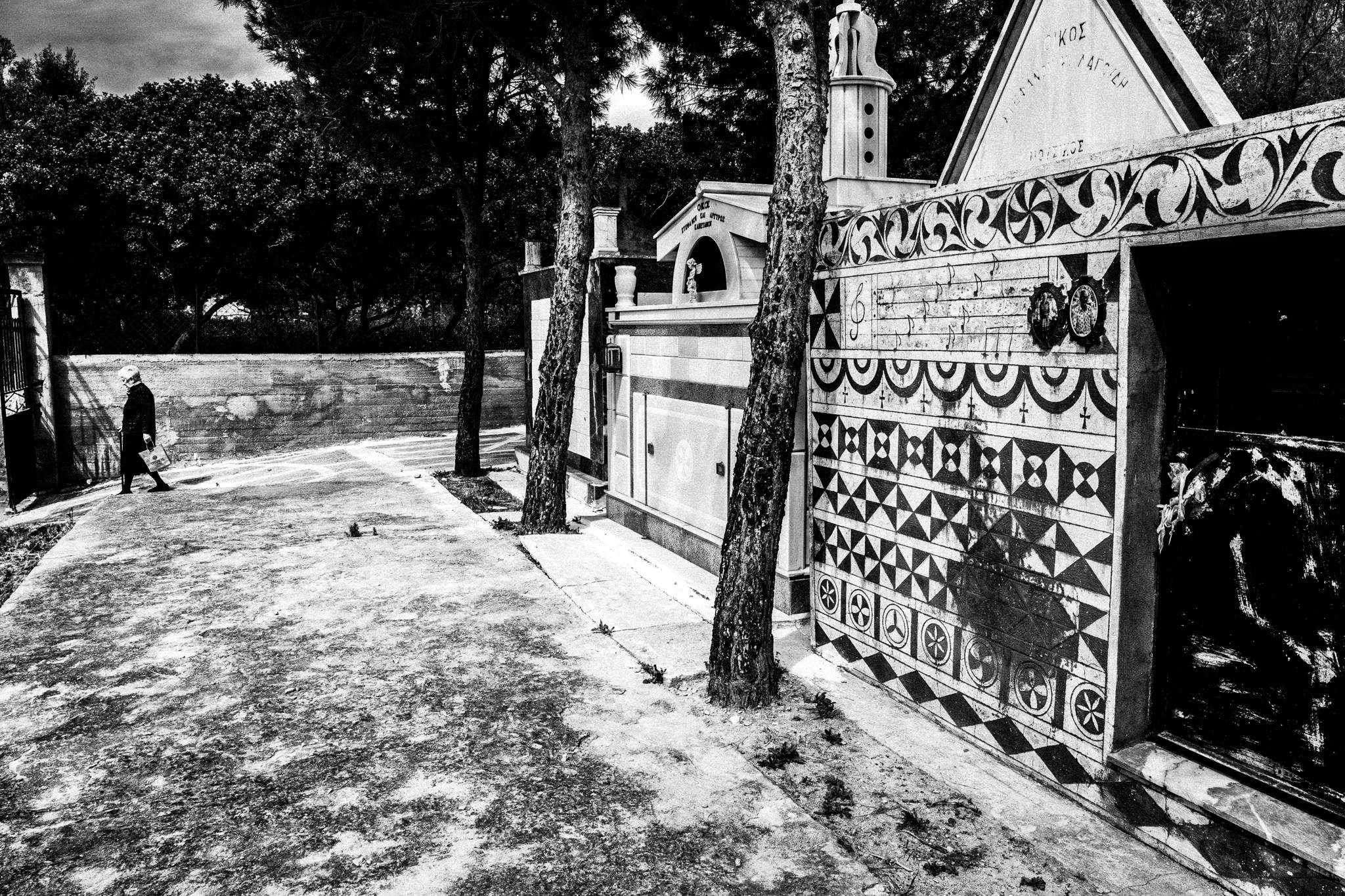 People gathered at Pyrgi cemetery during the Good Friday memorial.