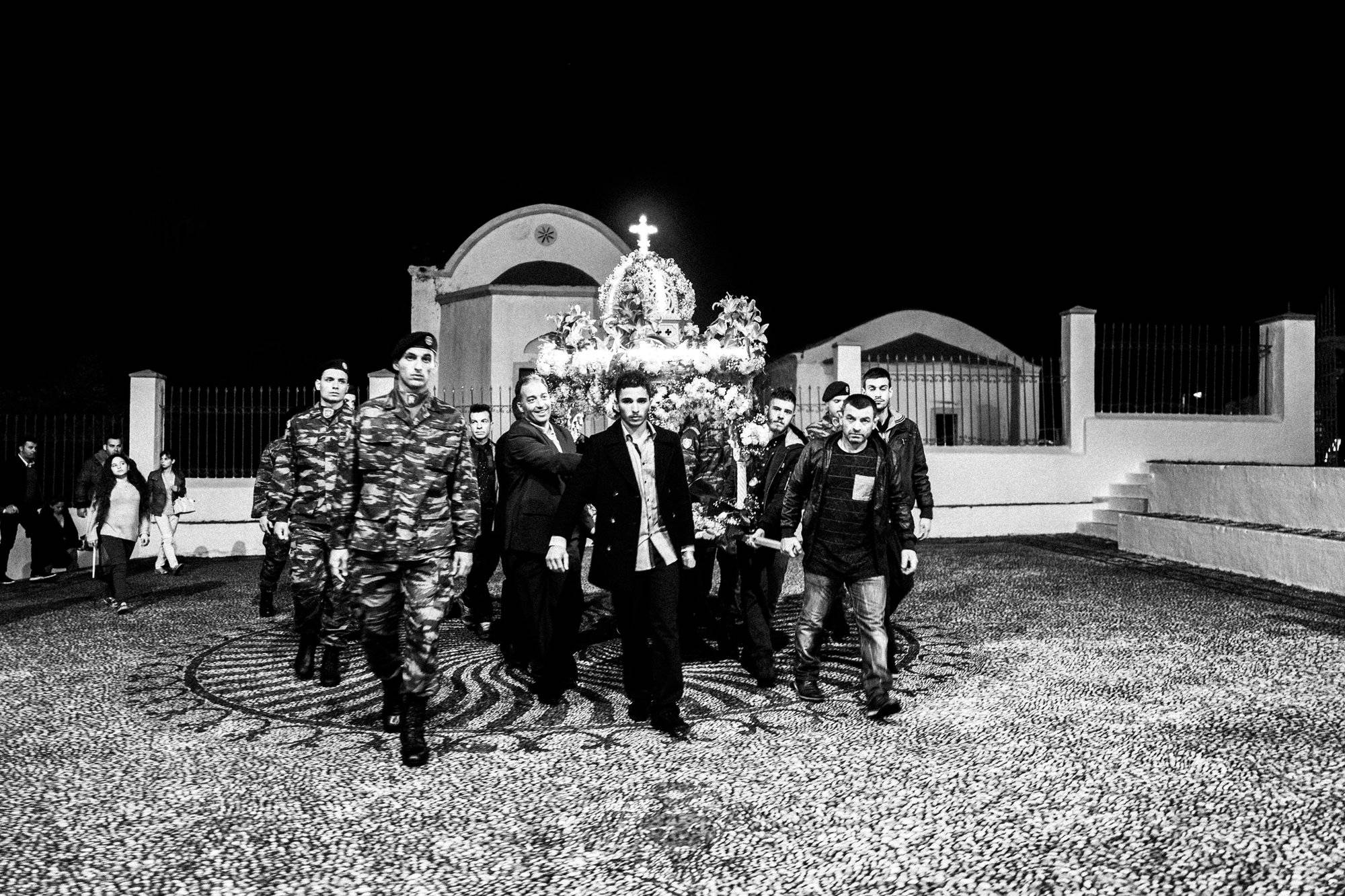The Good Friday procession returning to the main church of Kastellorizo.
