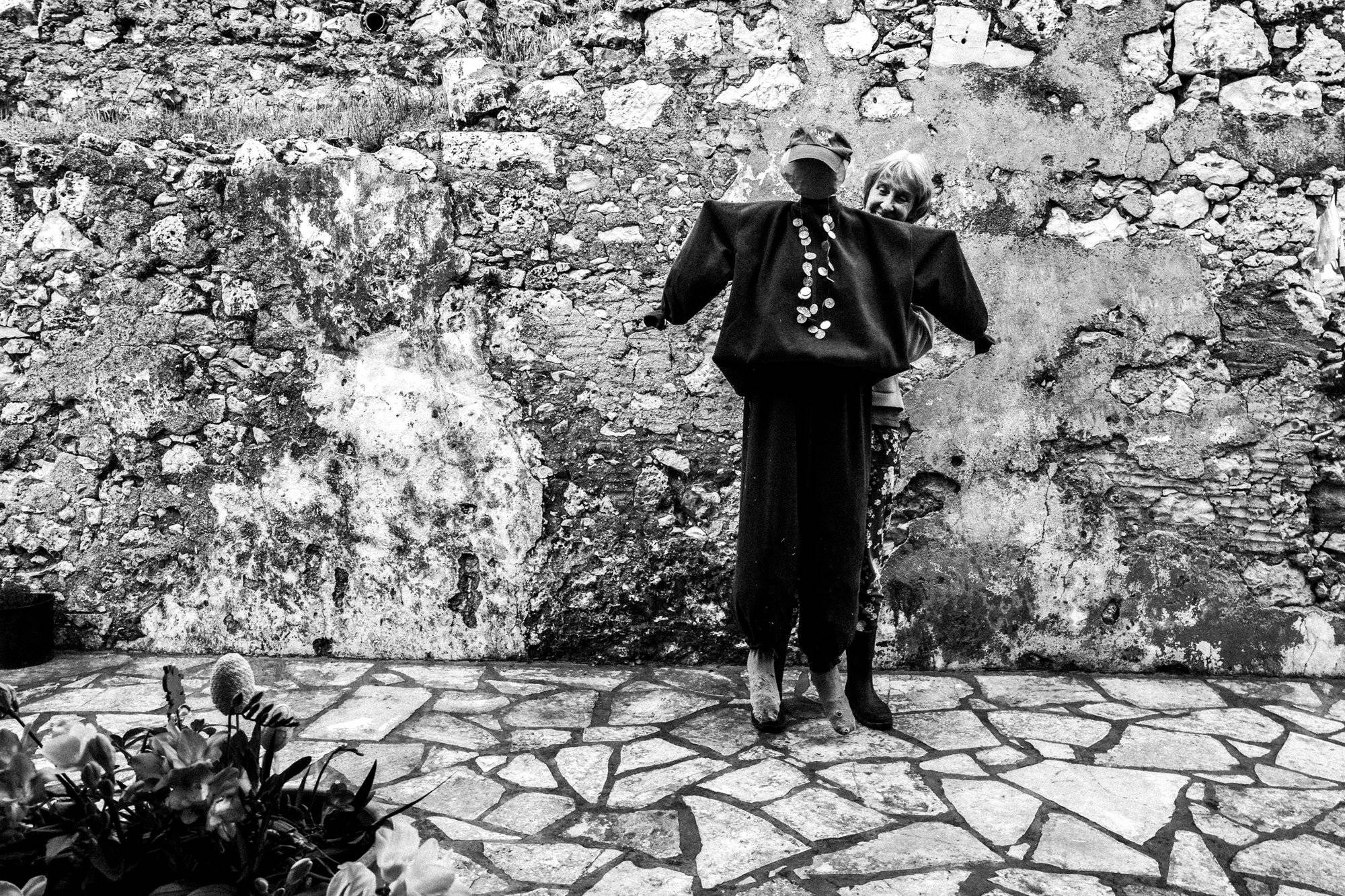 A resident preparing the Judas effigy in Kastellorizo.