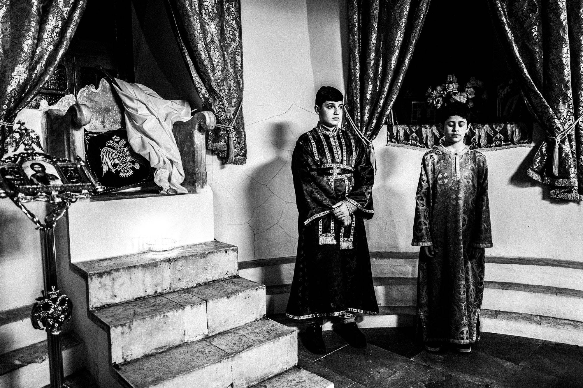 Children participating in the Good Friday service in Kastellorizo.