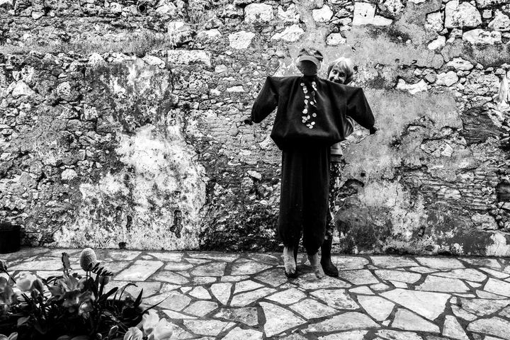 A resident preparing the Judas effigy in Kastellorizo.