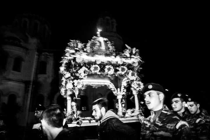Residents carrying the Epitaph through Megisti on Good Friday.