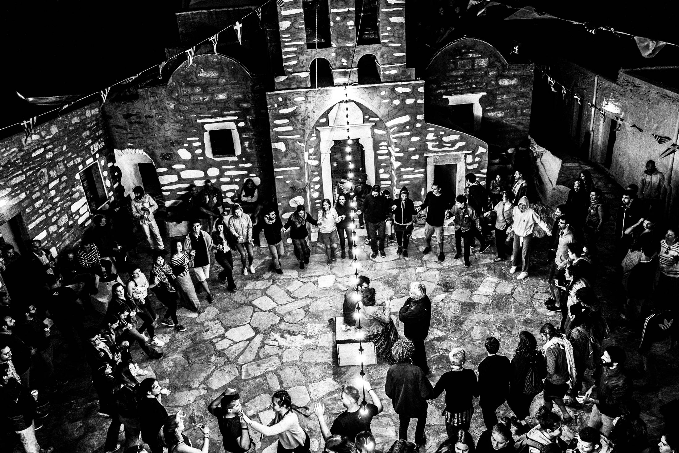 A circle dance in the monastery courtyard during the feast of Prophet Elias.