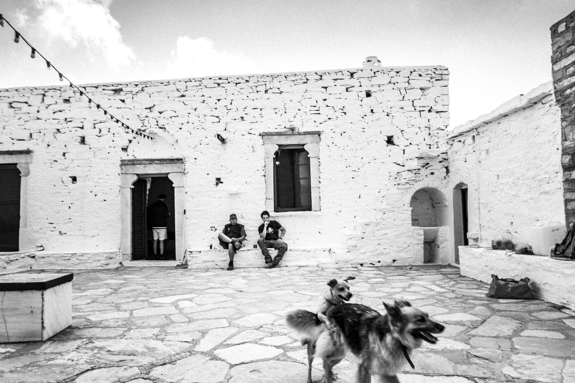 The stone courtyard of the Prophet Elias monastery on Sifnos.