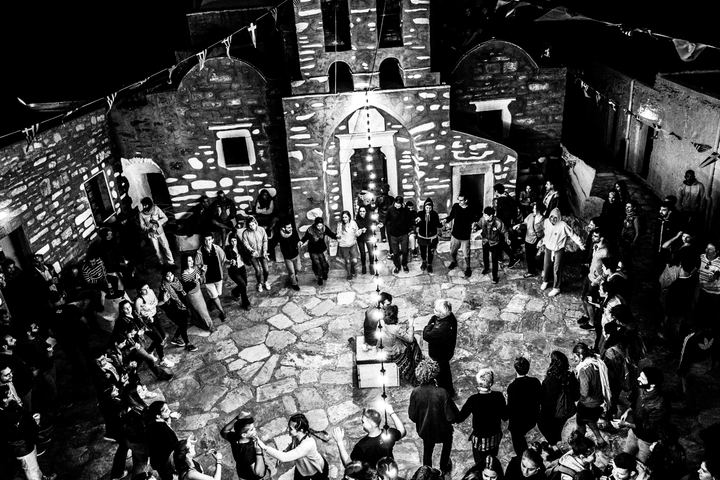 A circle dance in the monastery courtyard during the feast of Prophet Elias.