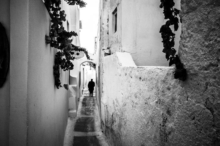 Church in Emporio, Santorini, during the feast of Saint Averky.