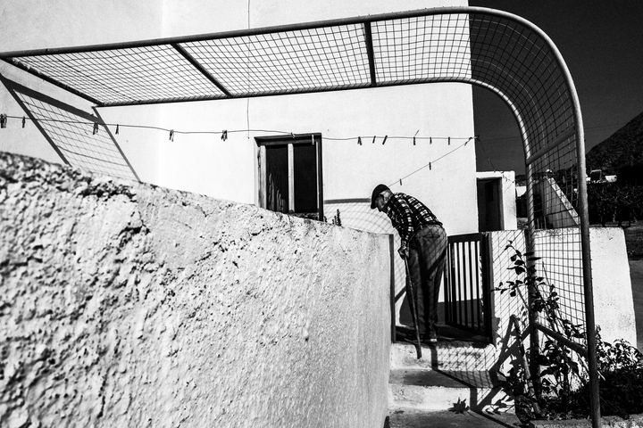 Traditional architecture in Emporio village, Santorini.