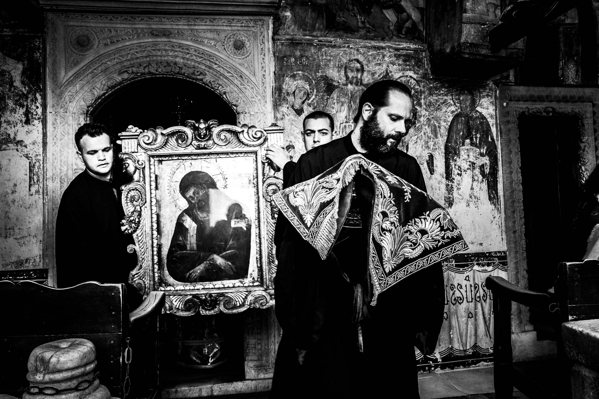 Black-and-white photograph from Niptiras of Patmos, Patmos.