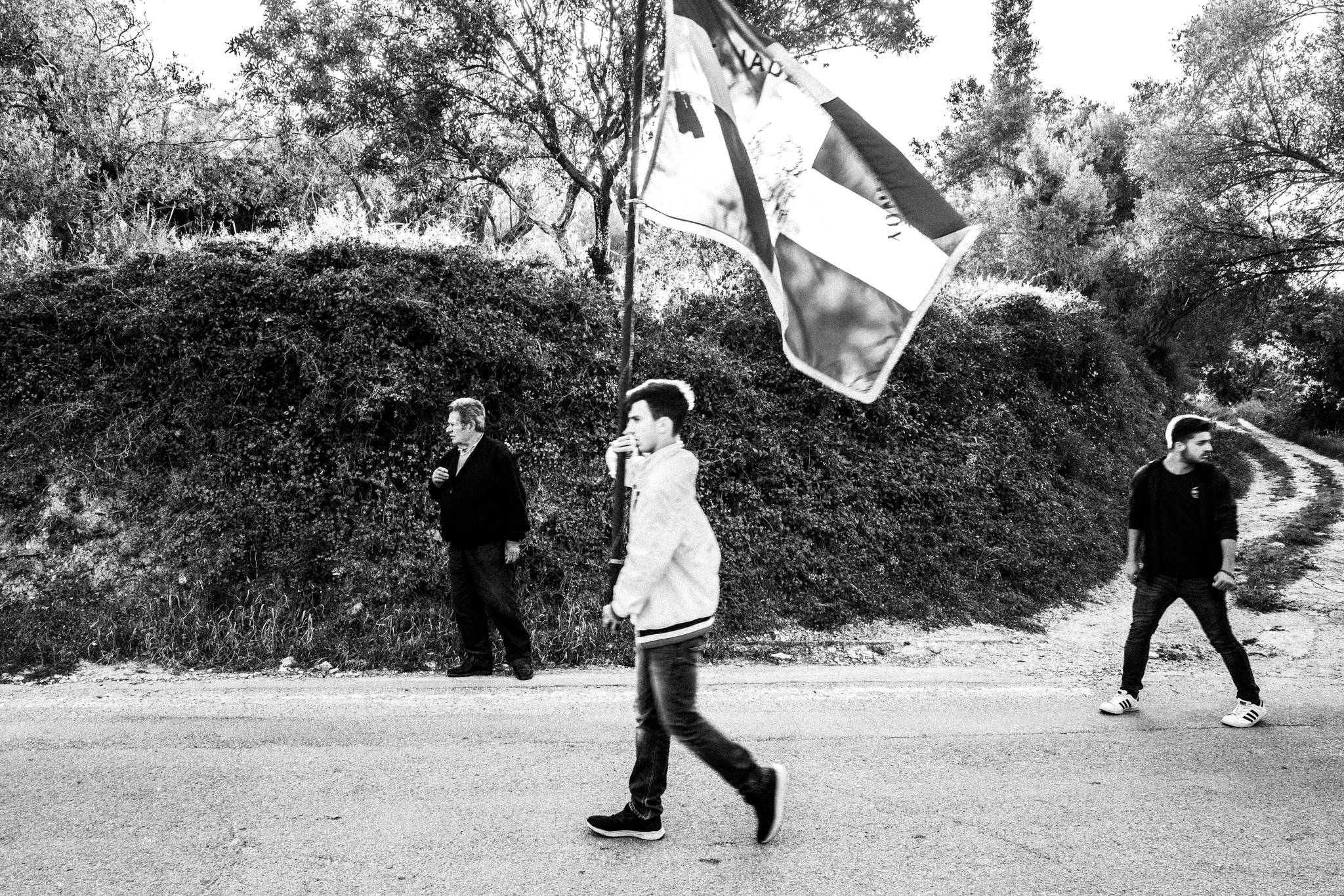 Black-and-white photograph from Easter Tuesday Litany of Katarraktis, Katarraktis, Chios.