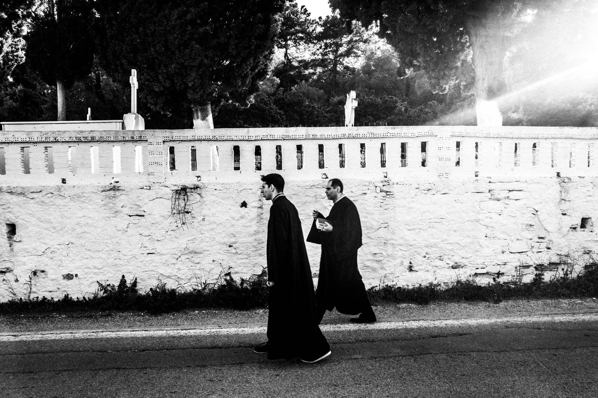 Black-and-white photograph from Easter Tuesday Litany of Katarraktis, Katarraktis, Chios.